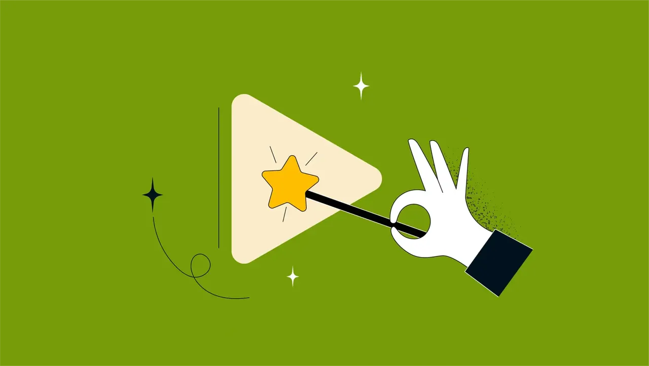 Illustration: Eine Hand hält einen Zauberstab, der einen Stern in einem Play-Button berührt