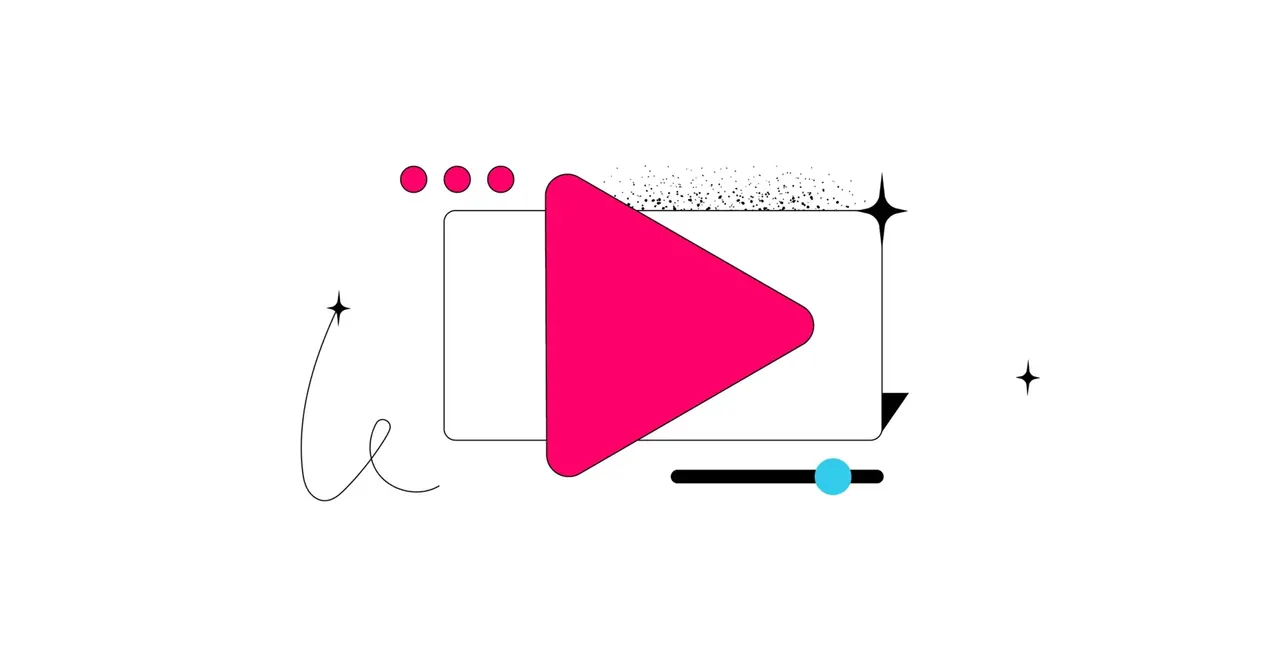 Illustration: Pinker Play-Button auf einem Video-Player