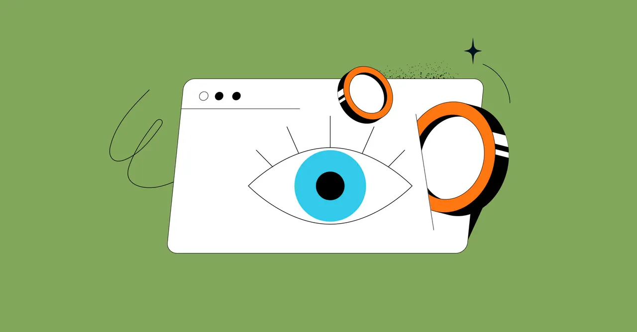 Illustration: Browserfenster mit einem Auge, das aufmerksam schaut