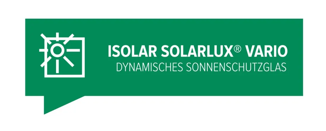 Bild mit grünem Hintergrund und weißen Texten 'ISOLAR SOLARLUX' und 'DYNAMISCHES SONNENS'.