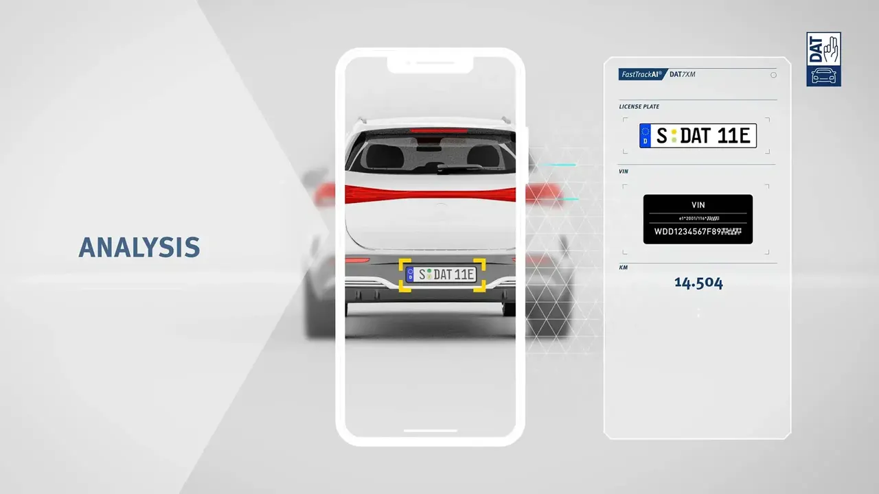Analyse des Kfz-Kennzeichens „S DAT 11E“ auf einem Smartphone.