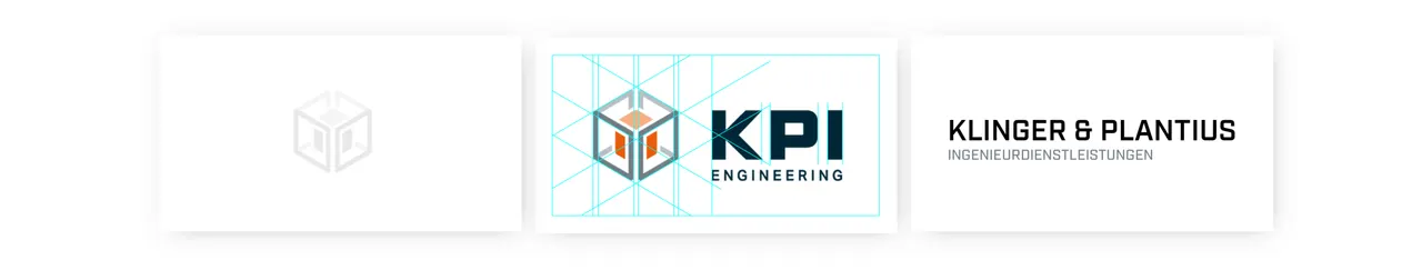 Logo mit 3D-Würfel und „KPI ENGINEERING“ Schriftzug.