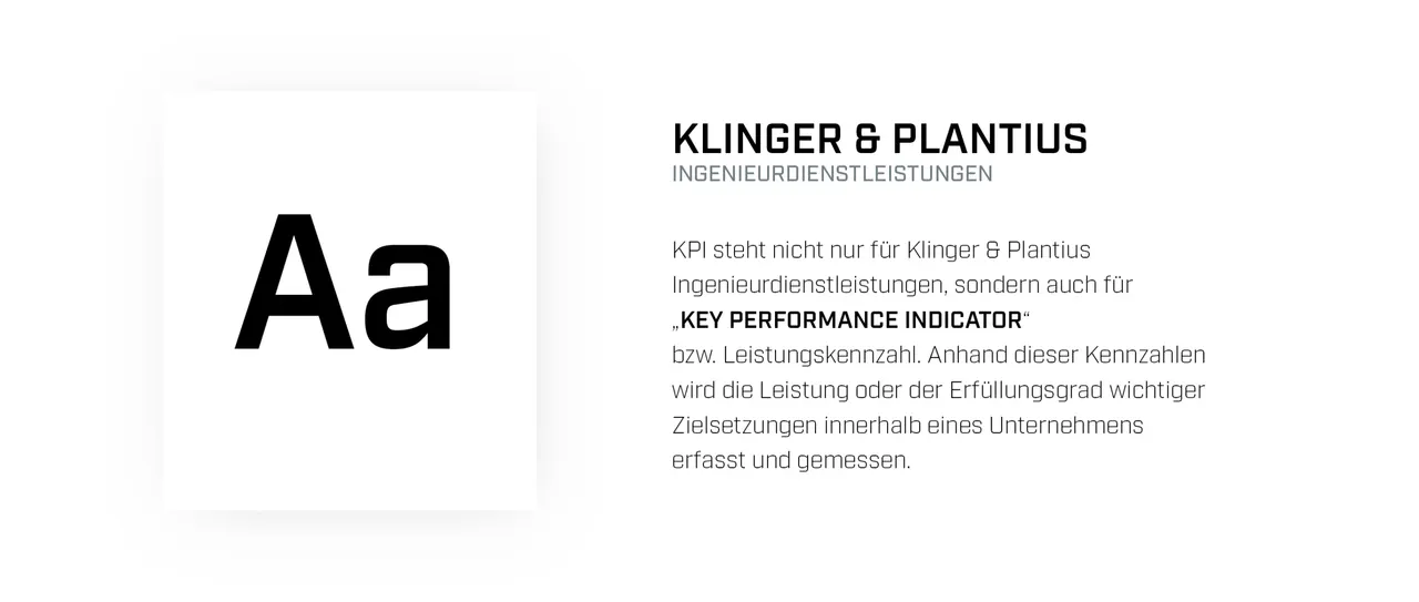 Das Bild zeigt den Text 'KLINGER & PLANT' und das Akronym 'KPI'.