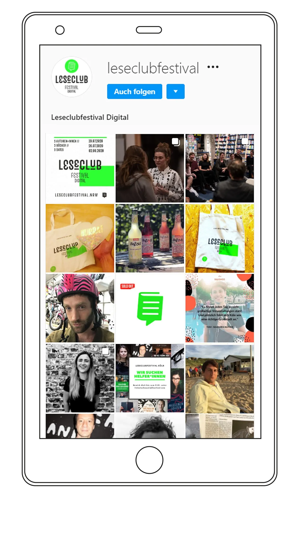 Collage von Instagram-Posts zum LesecClub Festival mit Veranstaltungdetails.